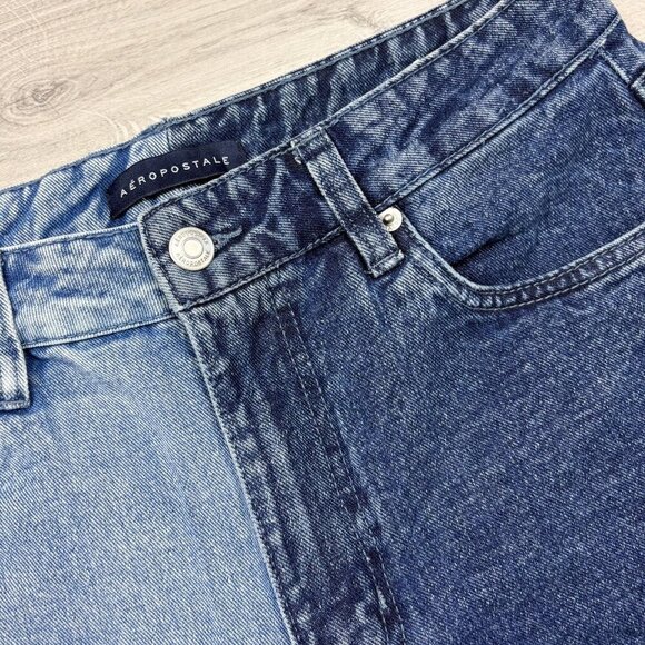Aeropostale Women’s Colour Block Denim Mom Shorts Blue Size 8 - Picture 2 of 5